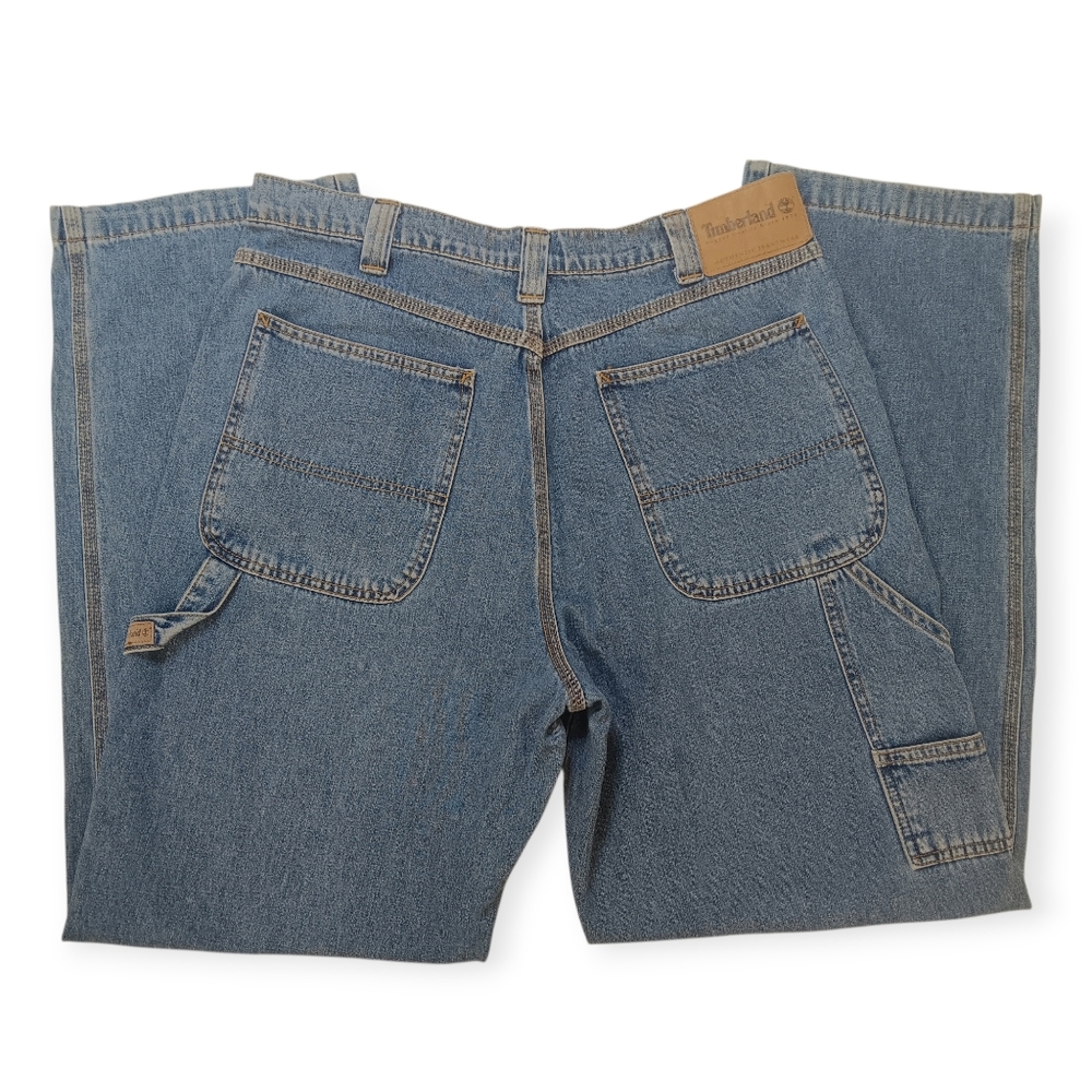 Y2k Timberland BaggyCarpenter Jeans - Medium Blue Denim Fall 2000 - 33x32